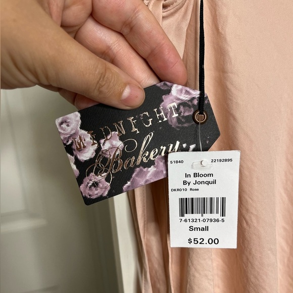 NWT Midnight Bakery Satin Bias Cut Chemise Slip Dress S Rose - Picture 8 of 12